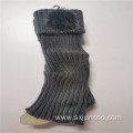 Plain Fur Ball Folding Long Lady's Leg Warmers